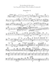 Partition basson 1, 2, contrebasson, pour Golden Cockerel (), Four musical pictures from the opera The Golden Cockerel (Четыре музыкальных картины из оперы «Золотой петушок»)