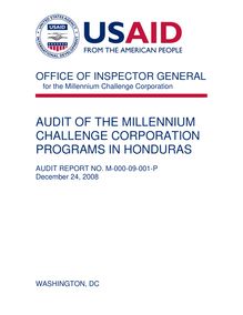  Audit of the Millennium Challenge Corporation’s program in Honduras