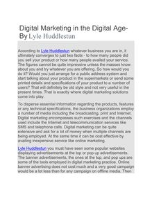 Digital Marketing in the Digital Age- By Lyle Huddlestun