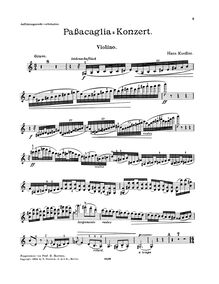 Partition de violon, Passacaglia-Konzert, Koessler, Hans