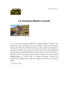 Le Scorpion Masters annulé