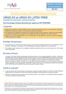 URGO K2 LATEX FREE - 15 mai 2012 (4274) avis - URGO K2 (4250) & URGO K2 LATEX FREE (4274)-15 mai 2012 synthèse d avis