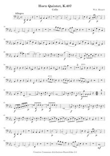 Partition violoncelle, cor quintette, Quintet for Horn and Strings