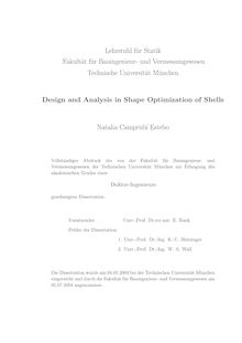 Design and analysis in shape optimization of shells [Elektronische Ressource] / Natalia Camprubí Estebo