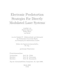 Electronic predistortion strategies for directly modulated laser systems [Elektronische Ressource] / vorgelegt von Stefan Warm