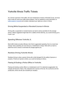 Yorkville Illinois Traffic Tickets Information