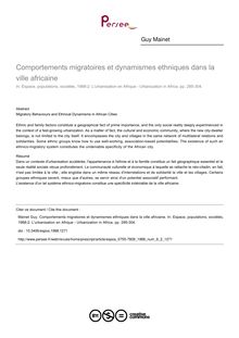 Comportements migratoires et dynamismes ethniques dans la ville africaine - article ; n°2 ; vol.6, pg 295-304