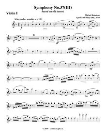 Partition violons I, Symphony No.37, D major, Rondeau, Michel par Michel Rondeau