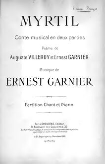 Partition complète, Myrtil, Conte musical en deux parties, Garnier, Ernest