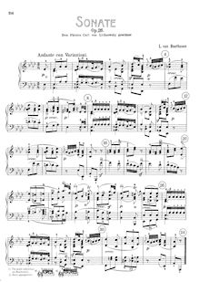 Partition complète, Piano Sonata No.12, Op.26, (Funeral March), A♭ major par Ludwig van Beethoven