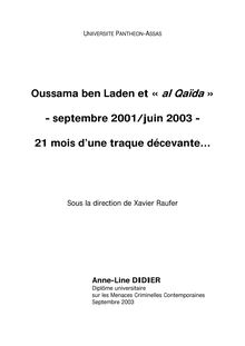 Oussama ben Laden et « al Qaïda » - septembre 2001/juin 2003 - 21 ...