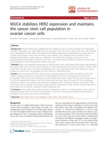 MUC4 stabilizes HER2 expression and maintains the cancer stem cell population in ovarian cancer cells