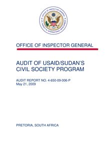  Audit of USAID Sudan’s Civil Society Program