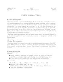 15 407 finance theory