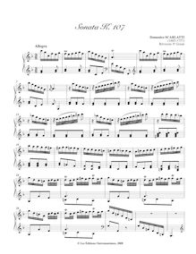 Partition Sonata K.107, 100 clavier sonates, Keyboard, Scarlatti, Domenico