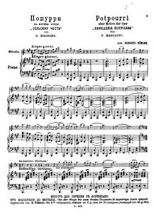 Partition flûte et partition de piano, Potpourri über Motive der Oper  Cavalleria Rusticana 