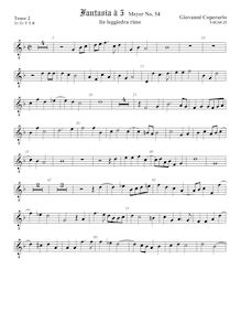 Partition ténor viole de gambe 2, octave aigu clef, Fantasia pour 5 violes de gambe, RC 48