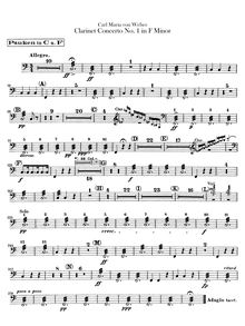 Partition timbales, clarinette Concerto No.1, F minor, Weber, Carl Maria von