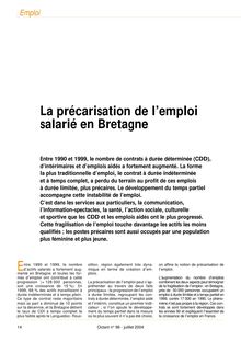 La précarisation de l emploi salarié en Bretagne (Octant n° 98)