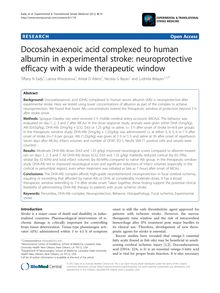 Docosahexaenoic acid complexed to human albumin in experimental stroke: neuroprotective efficacy with a wide therapeutic window