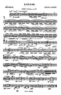 Partition cor 1/2 (F), Extase, Rêverie, D major, Ganne, Louis