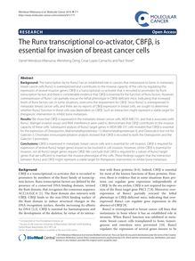 The Runx transcriptional co-activator, CBFβ, is essential for invasion of breast cancer cells