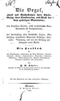 Partition Title page, preface, index, introduction, Die Orgel, The Organ
