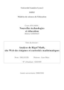 Nouvelles technologies et éducation Analyse de Rigol Math, site ...
