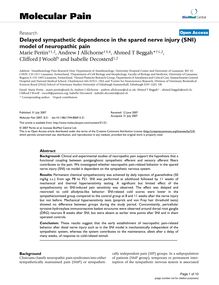 Delayed sympathetic dependence in the spared nerve injury (SNI) model of neuropathic pain