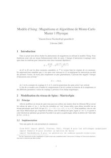 Modèle d Ising Magnétisme et Algorithme de Monte Carlo Master Physique