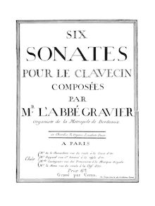 Partition complète, 6 sonates pour le clavecin, Gravier