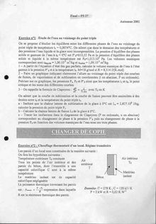 UTBM 2001 ps27 thermodynamique tronc commun semestre 1 final