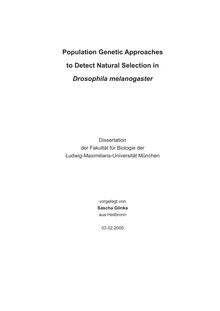 Population genetic approaches to detect natural selection in Drosophila melanogaster [Elektronische Ressource] / vorgelegt von Sascha Glinka