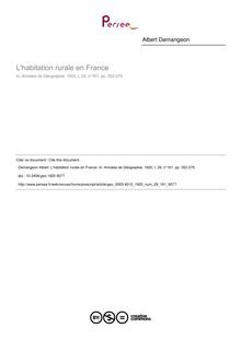 L habitation rurale en France - article ; n°161 ; vol.29, pg 352-375