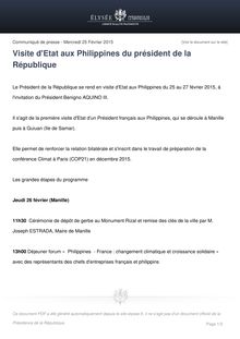 Visite d Etat aux Philippines de François Hollande