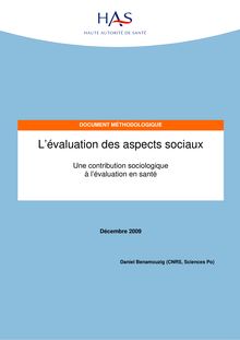 L’évaluation des aspects sociaux - Document méthodologique L’évaluation des aspects sociaux