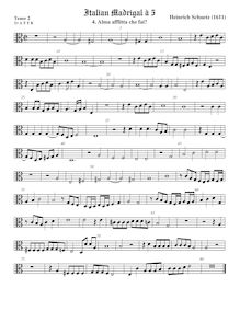 Partition ténor viole de gambe 3, alto clef, italien madrigaux, Schütz, Heinrich