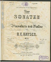 Partition complète et , partie, 4 violon sonates, Kayser, Heinrich Ernst