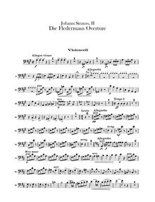 Partition violoncelles, Die Fledermaus, Operetta en 3 acts, The Bat