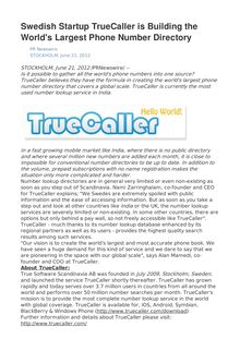 Swedish Startup TrueCaller is Building the World s Largest Phone Number Directory