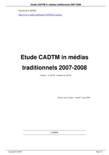 Etude CADTM in médias traditionnels 2007-2008
