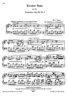 Partition No.1: Erster Satz (filter), 4 Sonatines, Op.89, Reger, Max