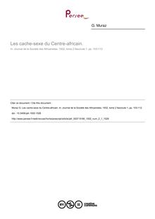 Les cache-sexe du Centre-africain. - article ; n°1 ; vol.2, pg 103-112