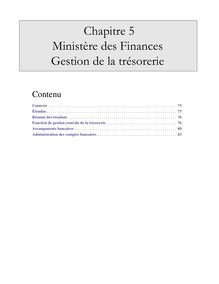 Chapitre 5 Ministère des Finances Gestion de la trésorerie