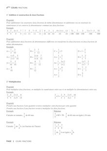 Cours sur les Fraction : addition et soustraction de fraction
