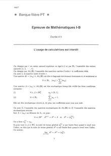 Mathématiques B 2004 Classe Prepa PT Banque Filière PT