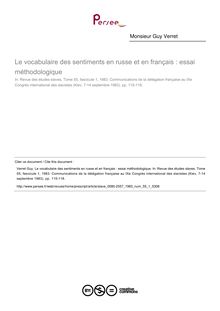 Le vocabulaire des sentiments en russe et en français : essai méthodologique - article ; n°1 ; vol.55, pg 115-118