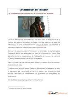 Les briseurs de chaînes: De  nouvelles structures narratives dans le discours oral des sénégalais