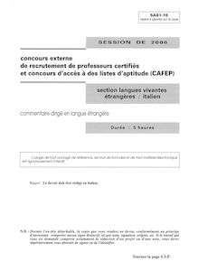 Commentaire dirigé en langue étrangère 2006 CAPES de langues vivantes (Italien) CAPES (Externe)