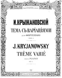 Partition complète, Thème varié, Op.1, Kryzhanovsky, Ivan